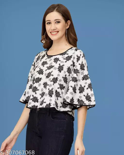 women crop top on best price  women crepe crop top  top for women to wearing on jeans