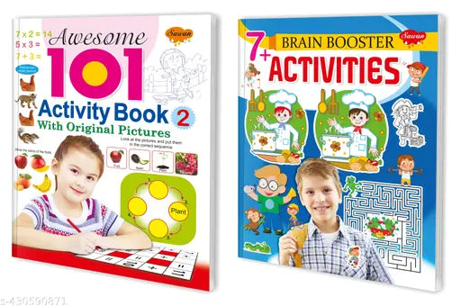 Awesome 101 Activity Book–2 and 7+ Brain Booster Activities Book for kids : Learning books for kids  Activities books for kids  Educational Activity books for kids - Set of 2 activity books for kids.