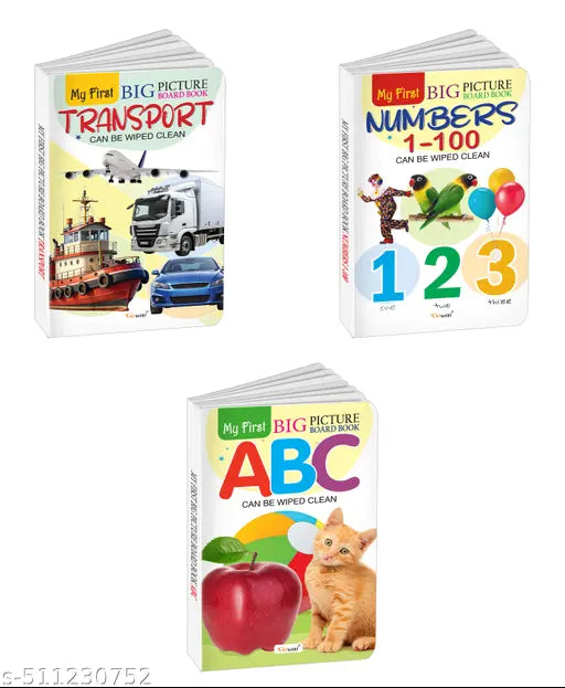 My First Big Picture Board Book ABC  Numbers 1-100 and Transport : Children’s educational picture books  Preschool learning books  Educational books for toddlers- Pack of 3 board books