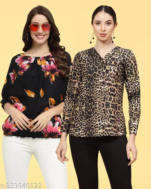 Women Printed Multicolor Top{Pack Of 2}