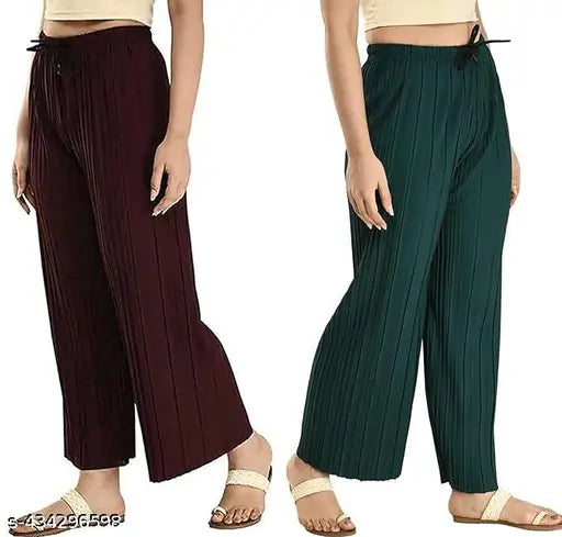 Gladly Women's Solid beautifull Pallazzos for women and Girls 2Pcs Combo