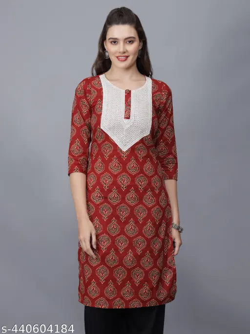 Women Floral Print Pure Cotton Straight Kurta