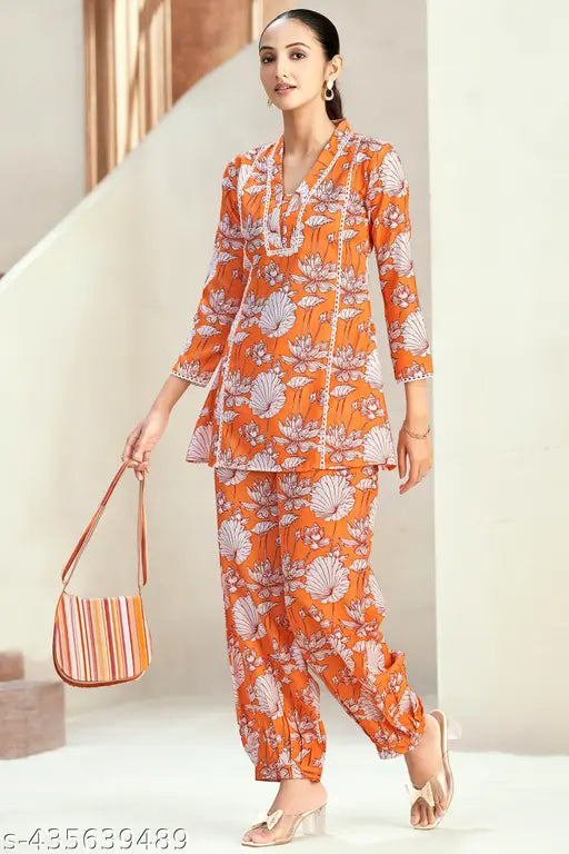 Women's Poly blend  Floral Lace Co-Ord Set