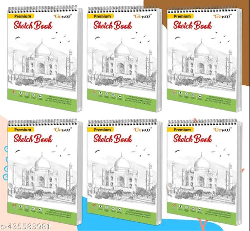 A5 Premium Sketch Book : Set of 6 - Top Spiral-Bound Art Notebooks  140 GSM Sketching and Drawing Acid Free Paper for Doodling