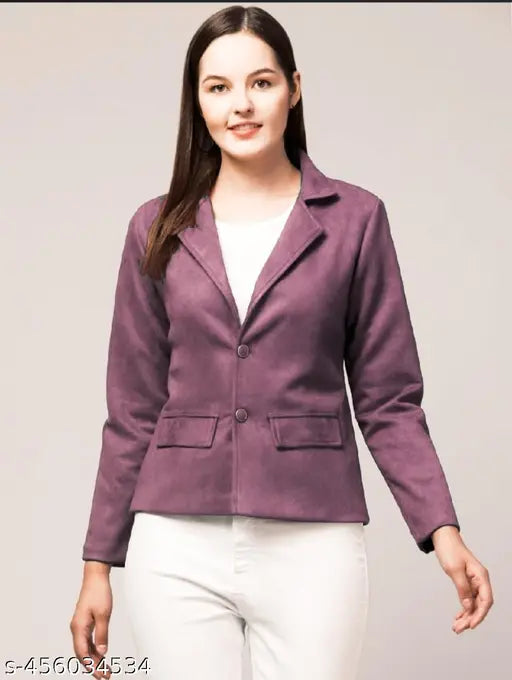 Classy Elegant Women Purple  Blazers & Coats
