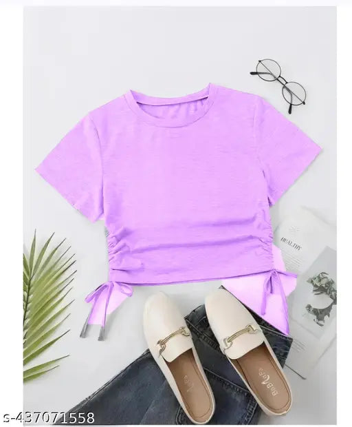 New Stylish Side Dori Short Sleeve Fashionable Top For Woman