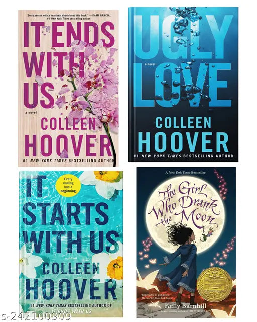 IT END WITH US BY COLLEEN HOOVER  + IT STARTS WITH US BY COLLEEN HOOVER  + UGLY LOVE   BY COLLEEN HOOVER  + THE GIRL WHO DRANK THE MOON BY KELLY BARNHILL