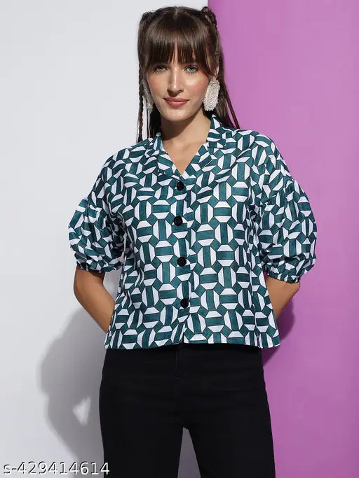 Women's Poly Rayon Checks Printed Resort Shirt