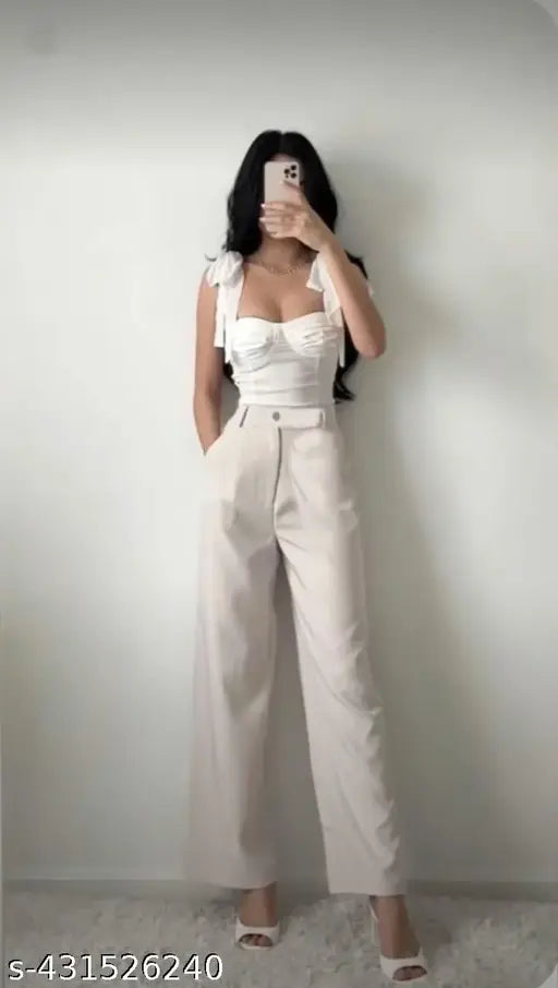 Solid High Waist Korean Straight Trousers for Women offer a comfortable stretchable and chic look perfect for formal casual and daily wear suitable for any occasion in formal and casual both