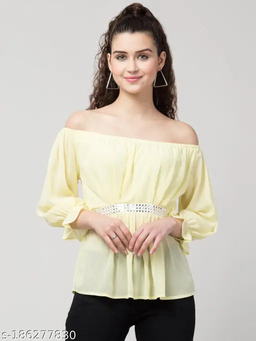 Stylish  Chiffon Bardot Top
