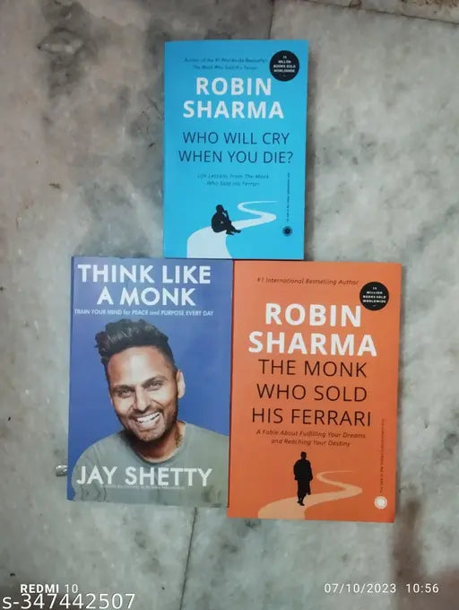 Best Combo Of 3 Books :- Who Will Cry When + Think Like A Monk + Think Monk Who Sold His ( English  Paperback  Robin Sharma   Jay Shetty)
