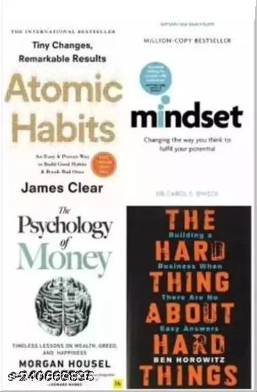 Combo Of Atomic Habits  Mindset  The Psychology Of Money  The Hard Thing About Hard Things (Paperback  James Clear  Carol Dweck  Morgan Housel  Ben Horowitz