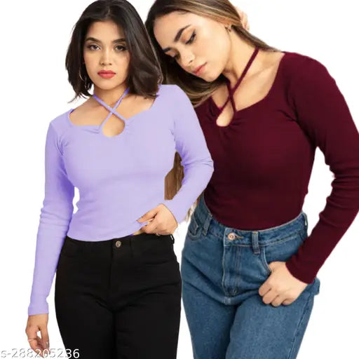 Combo Key Hole Full Sleeve Top New Stylish