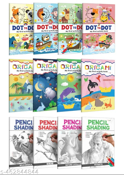 Activity Workbook for Beginners : Early learning activity book  Toddler activity book  Dot to Dot activity book  Fun learning Shading book - Pack of 12 Activity books