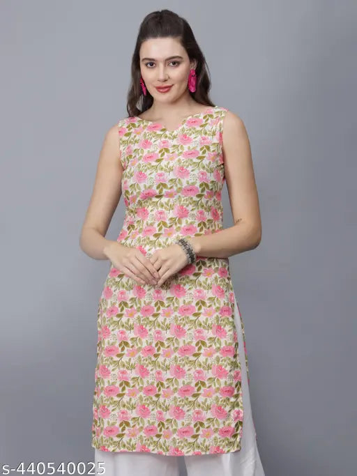Women Floral Print Pure Cotton Straight Kurta