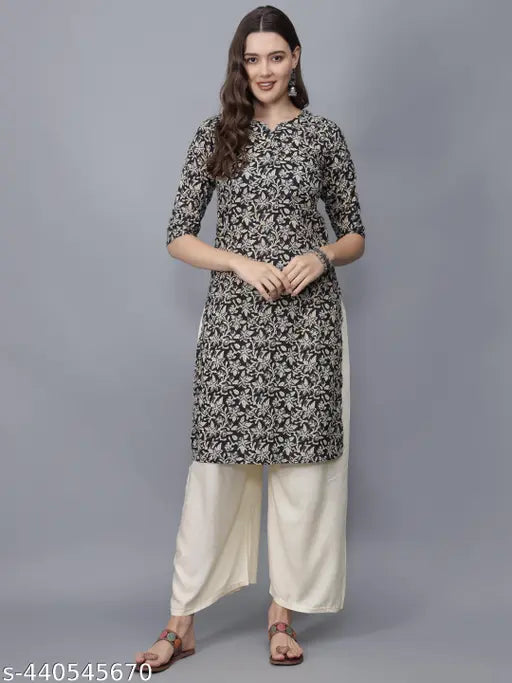 Women Floral Print Pure Cotton Straight Kurta