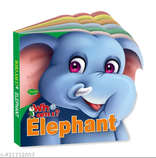 Elephant 'Who Am I' Die-Cut Shape Board-Book : Die cut book for kids  Learning book for children  Educational book for kids.