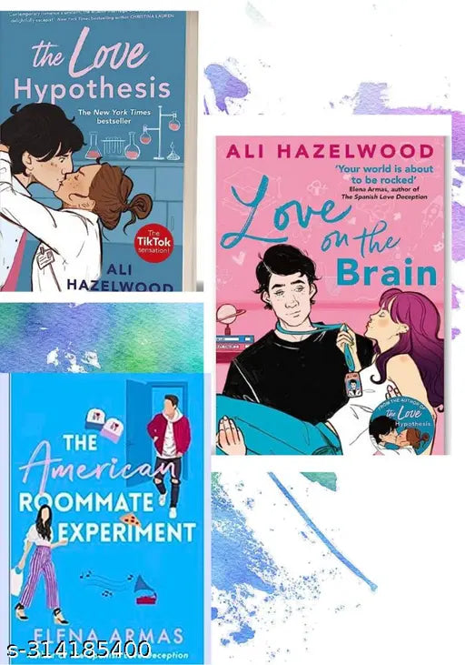 THE LOVE HYPOTHEIS BY ALI HAZELWOOD + THE LOVE ON THE BRAIN BY ELENA ARMAS + THE AMERICAN ROOMMATE EXPERIMENT BY ELENA ARMAS.  ROMANCE  FICTION NOVELS AT IT BEST. ELENA AND ALI HAZELWOOD NOVELS. BEST ROMANCE NOVELS.