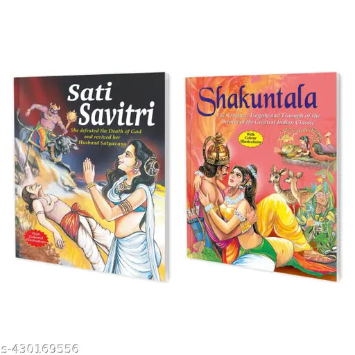 Sati Savitri and Shakuntala books for kids : Bedtimes story for kids  Storytelling book for kids  Mythological story book for kids  Educational book for kids - Set of 2 books.
