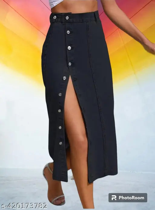 Woman Black denim Skirt