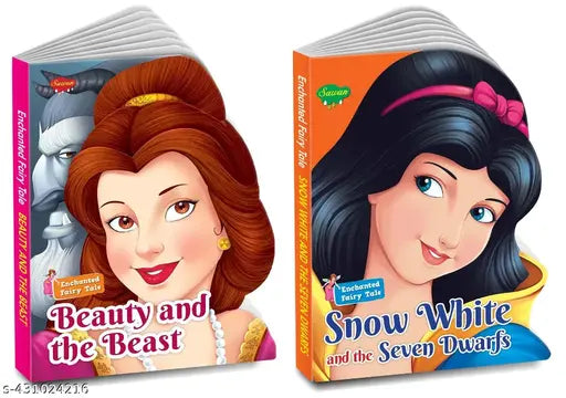 Die Cut Enchanted Fairy Tale Snow white and the Seven Dwarfs and Beauty and the Beast books for kids : Storytelling books for kids  board books for kids  Reading books for kids - Set of 2 die cut books for kids (Hardcover).