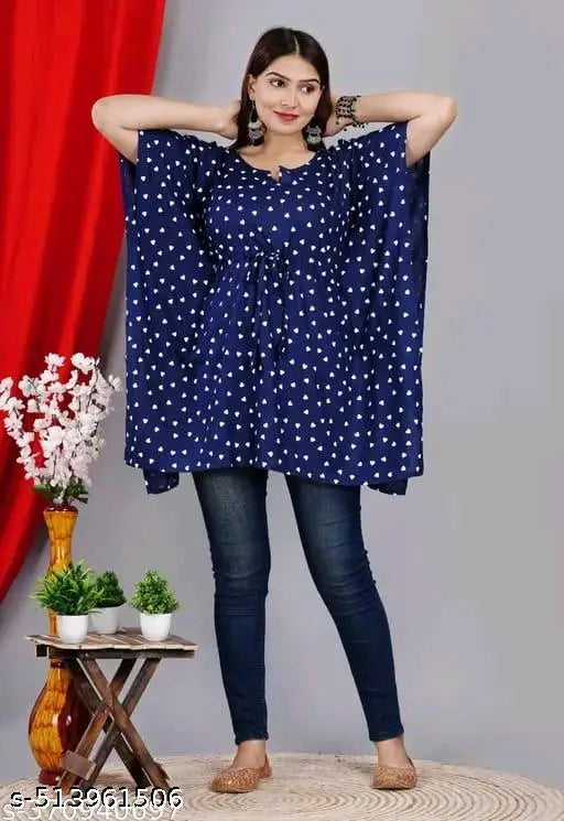 Women polka dot print kaftan stylish top