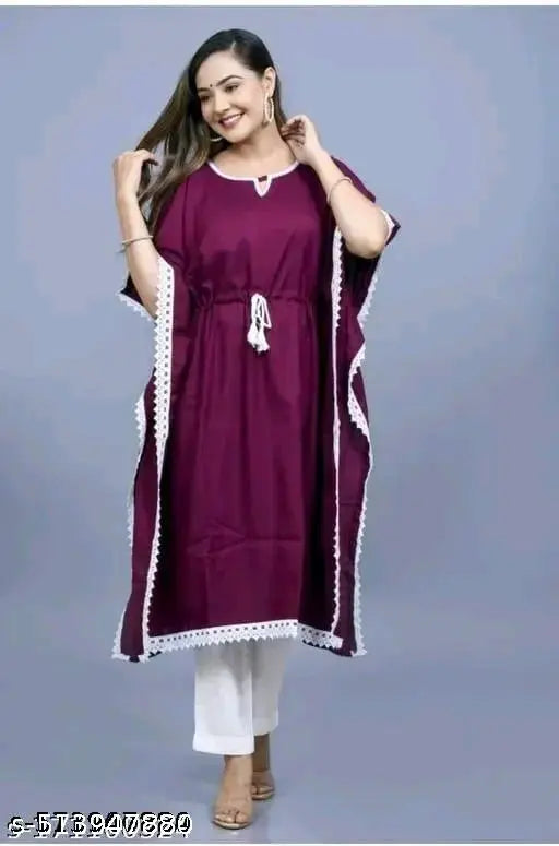 women solid kaftan fit and flare dress
