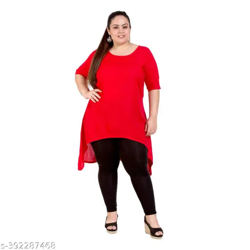 Passionate Rayon Plus Size Red Kurti by FAZZN