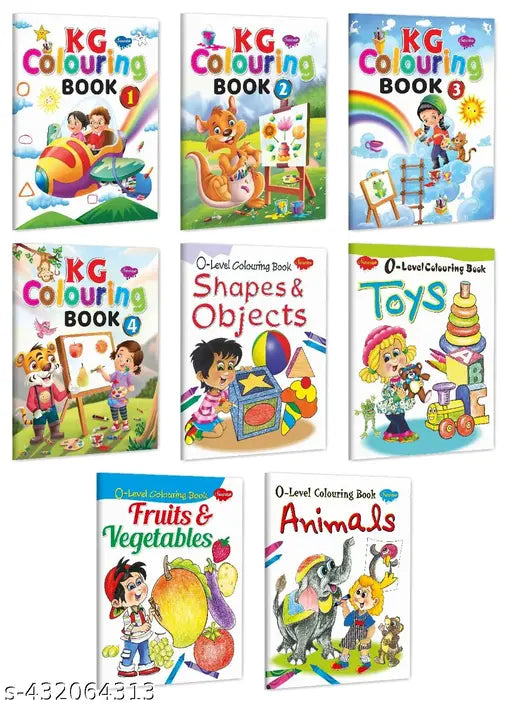 KG Colouring Book–1  2 3 4  Shapes & Objects  Toys  Fruits & Vegetables and Animals book for kids : Colouring book for kids  Animals colouring book for kids  Toys themed colouring book for kids