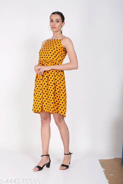 HF polka dot print yellow dress