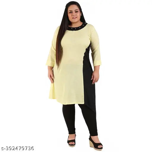 Radiant Rayon Plus Size Yellow Kurti by FAZZN