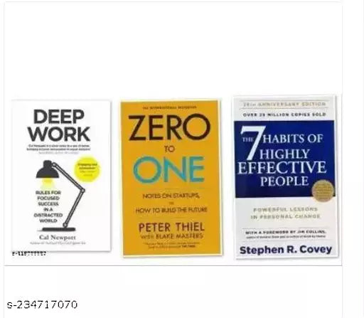 3 Books Combo  Deep Work+zero To One+7 Habits Of Highly Effective People (Paperback  Cal Newport  Peter  Stephen) book