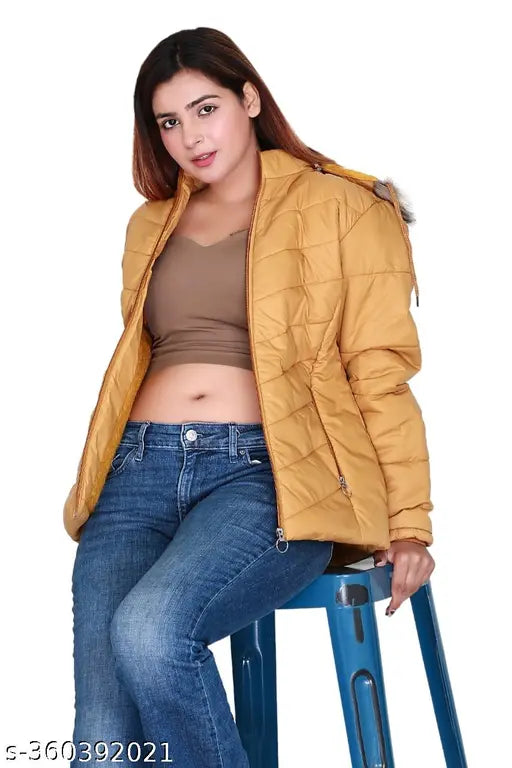Scoller Jacket For Girls Jacket For Women’s Latest Solid Color Stylish Long Jacket/Women's Quilted Jacket Full Sleeves Winter Jacket Girls Winter Wear Jacket Black