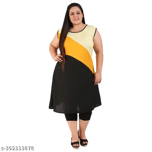 FAZZN Plus Size Customizable Knee-Length Rayon Kurti in Multicolor