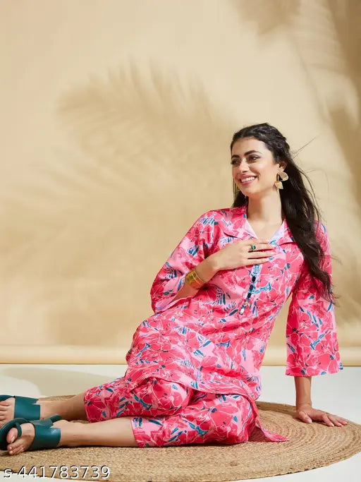 Women's Cotton Kurta with Pant Co-ords Set