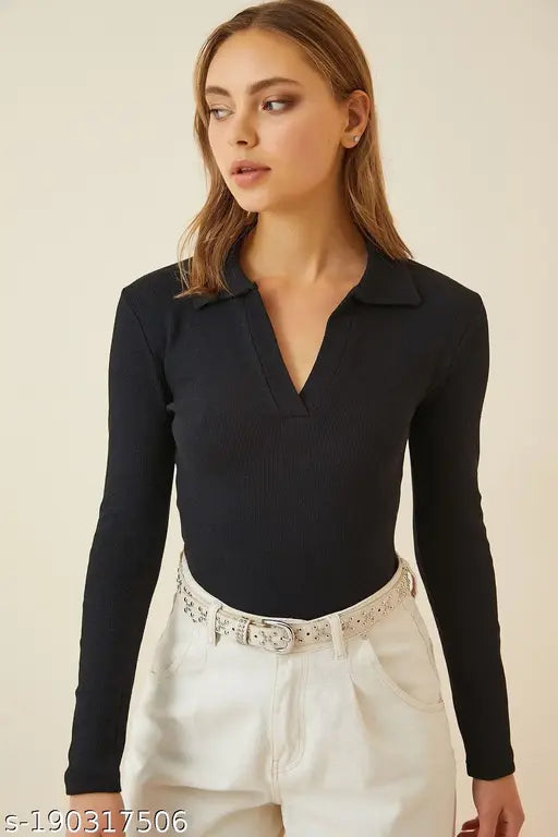 Polo Full Sleeve  Ribbed top