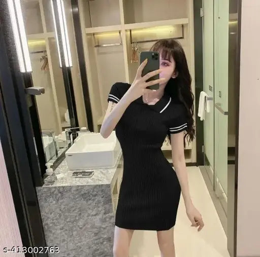 TRENDY COLLAR SHORT DRESS