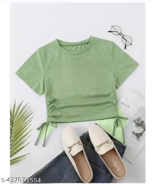 New Stylish Side Dori Short Sleeve Fashionable Top For Woman