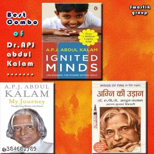 combo of 3 Books IGNITED MINDS+MY JOURNEY - TRANSFORMING DREAMS INTO ACTIONS +Wings of Fire: An Autobiography of Abdul Kalam
