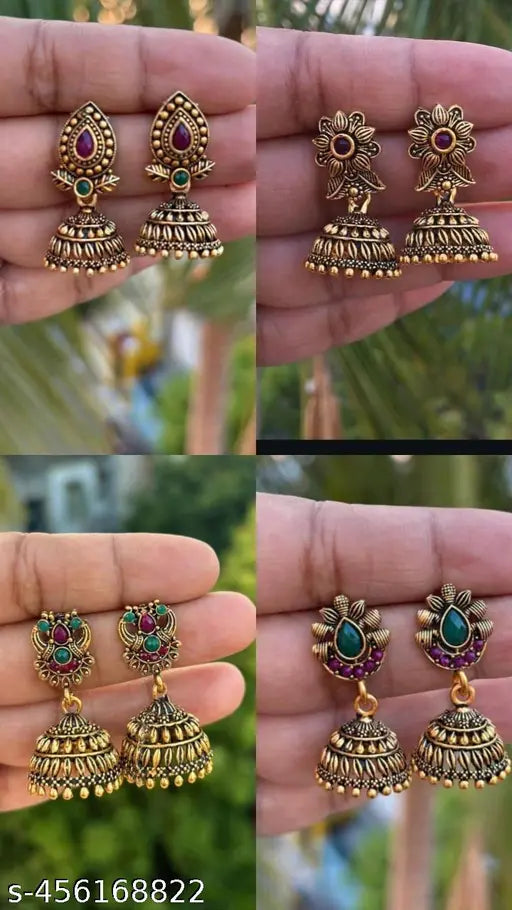 Premium Quality Daily Wear Gold Plated Fancy Earring (SET OF 4)