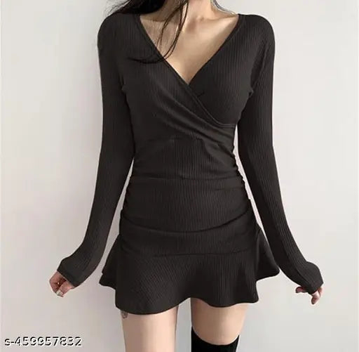 EYEBOGLERRR WOMEN SLIM FIT FULL SLEEVE DRESS BLACK.. BY- CHINKI-MINKI