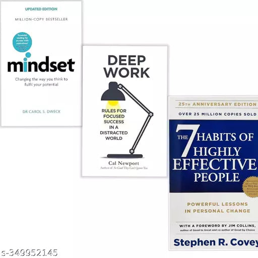 Sets of 3 Books - MINDSET + DEEP WORK + 7 HABITS OF HIGHLY EFFECTIVE PEOPLE - Paperback