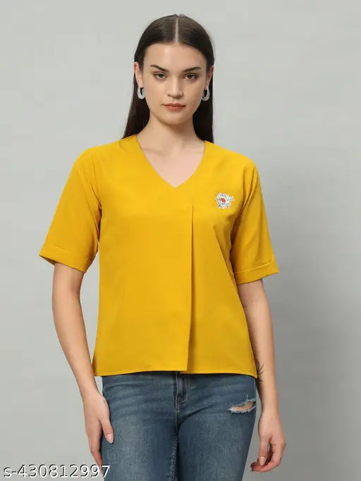 Fashion Senoraa Yellow Cotton Western wear Solid Women Tunic