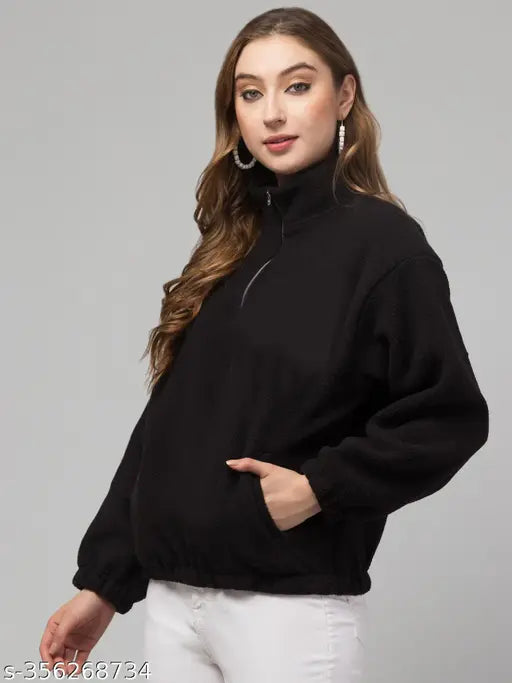 Womens Sweatshirts Half Zip Cropped Casual Pullover Thumb Hole Classic Comfy Spring and Fall