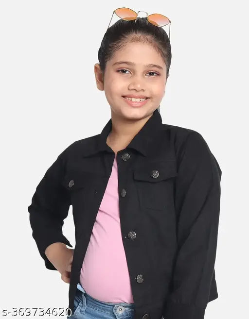 Nature Craft Black cotton Solid Kids Jacket