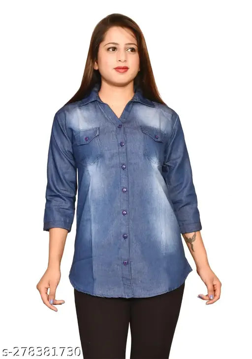 Woman Blue Denim Shirt