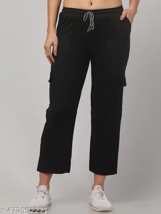 -Women Premium Cotton Wide Leg 4 Pocket Cargos/Trousers 