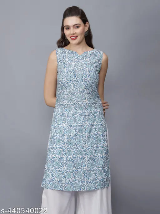 Women Floral Print Pure Cotton Straight Kurta