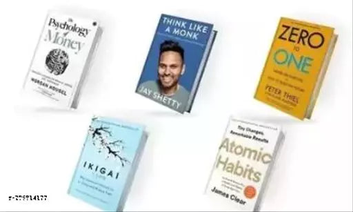 THE PSYCHOLOGY OF MONEY+THINK LIKE A MONK+ZERO TO ONE+IKIGAI+ATOMIC HABITS (MORGAN HOUSEL JAY SHETTY PETER THIEL GARCIA HECTOR JAMES CLEAR) (PAPERBACK  ENGLISH) (5 BOOKS COMBO)