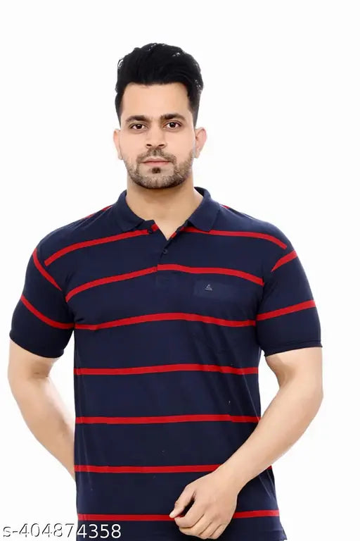 Men Polo Neck Striper Tshirt